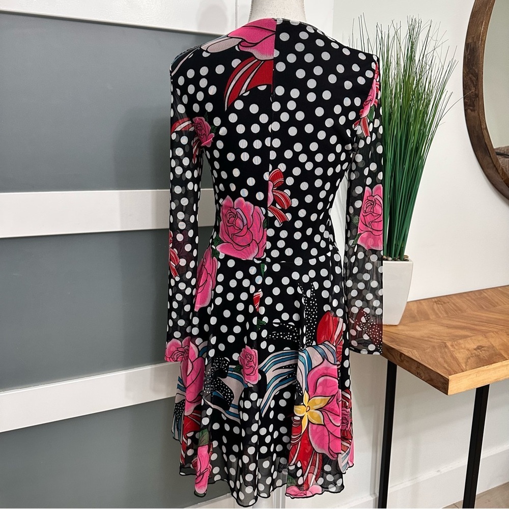 Desigual X María Escote Floral Polka Dot Mini Dress Medium Multicolor Artsy EUC - Picture 8 of 9